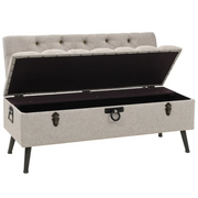 Cassapanca con Schienale-Baule-Armadietto contenitore 110 cm Crema in Tessuto