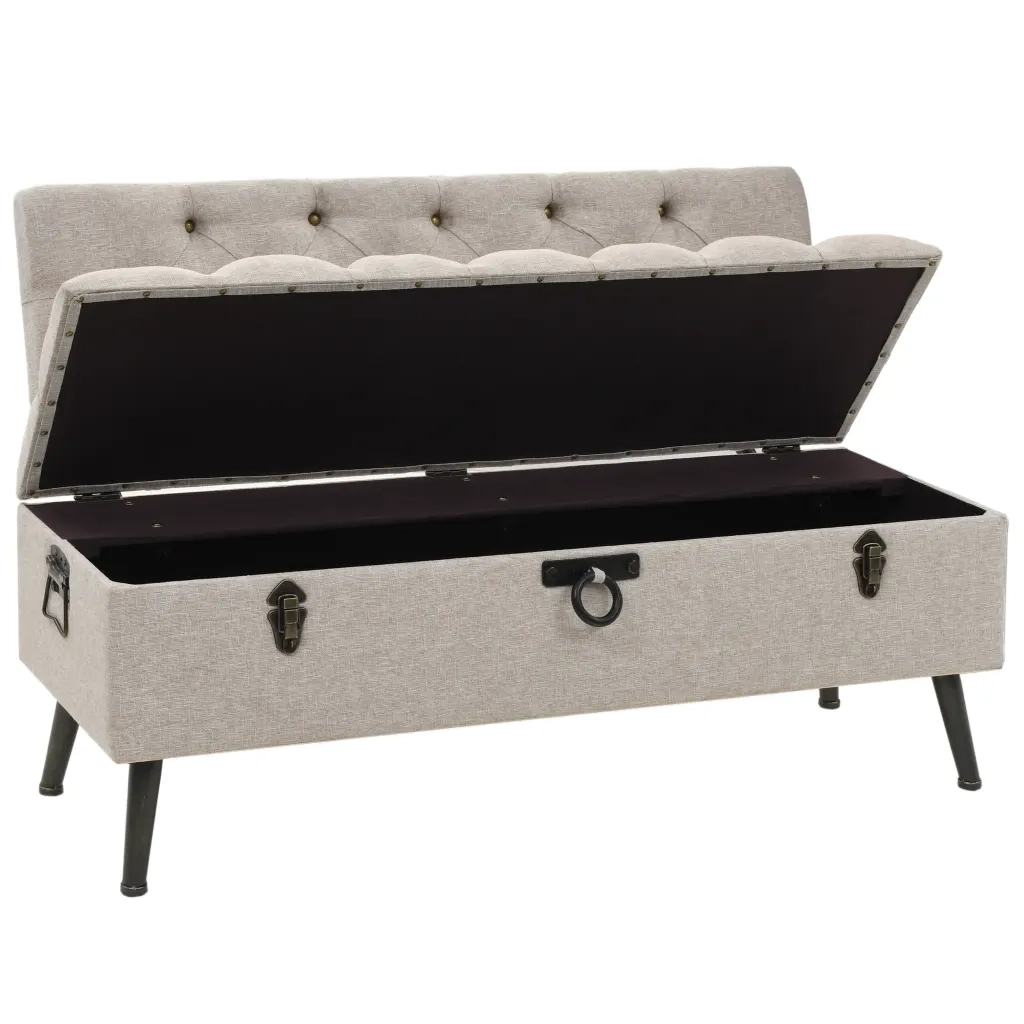 Cassapanca con Schienale-Baule-Armadietto contenitore 110 cm Crema in Tessuto