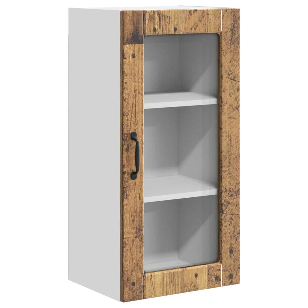 Mobile in vetro da parete LUCCA Legno antico 40 x 31 x 80 cm