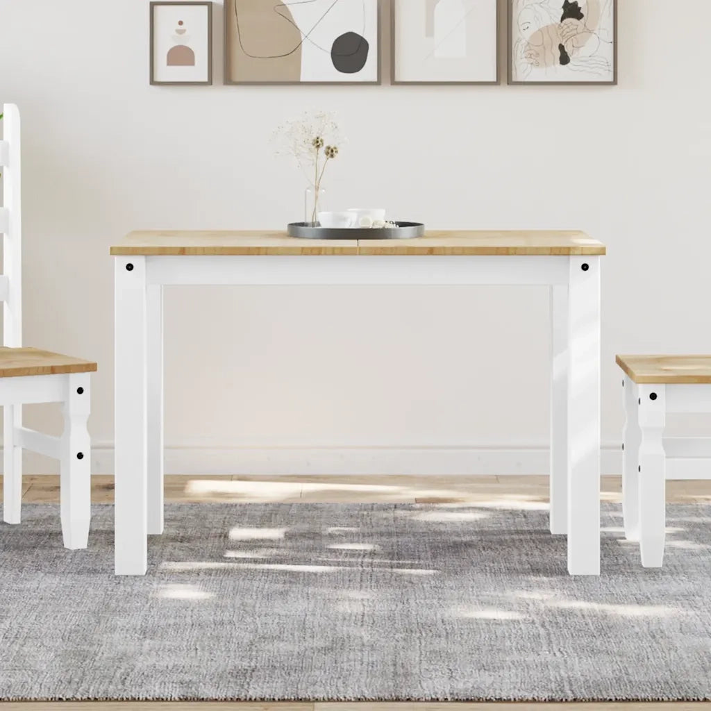 Tavolo da Pranzo PANAMA Bianco 112x60x75 cm Legno Massello Pino 4005704