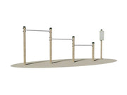 Appoggio a Braccia Tese Giochipark legno 9x9cm 3 barre acciaio Ø 4cm EN 16630
