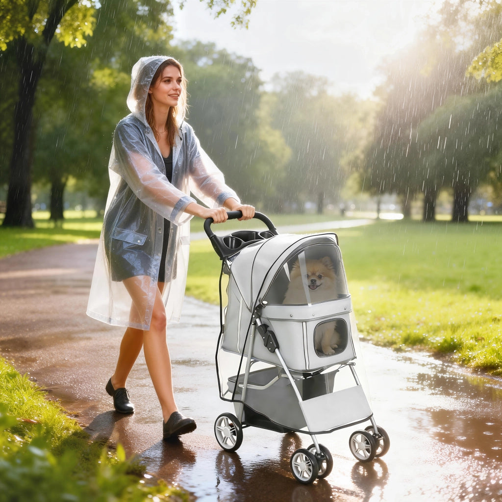 Carrello Pieghevole per Animali ¨C zephmum ¨C Grigio 75x45x97 cm