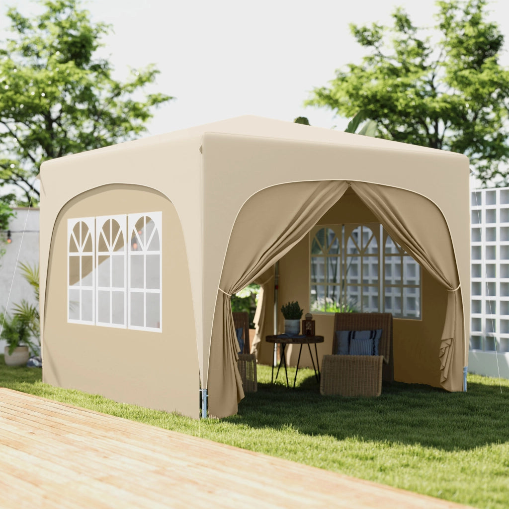 Gazebo 3x3 m pieghevole con pareti e borsa ¨C zephmum ¨C sabbia UPF50+