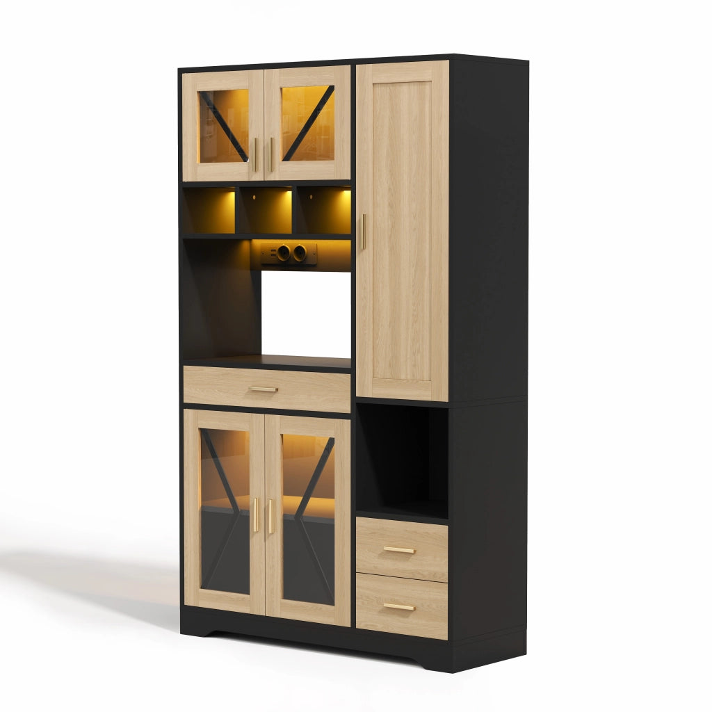 Libreria Vetrina con Cassetto e LED ¨C MINIMAL ¨C Legno, 185x105x40