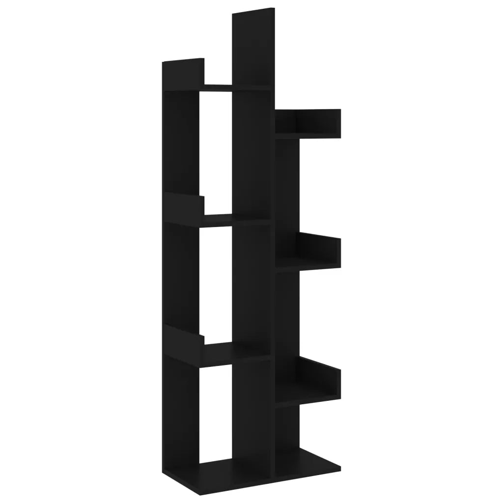 Libreria-Scaffale per Libri-Mobile di Stoccaggio Nera 48x25,5x140 cm in Legno Multistrato