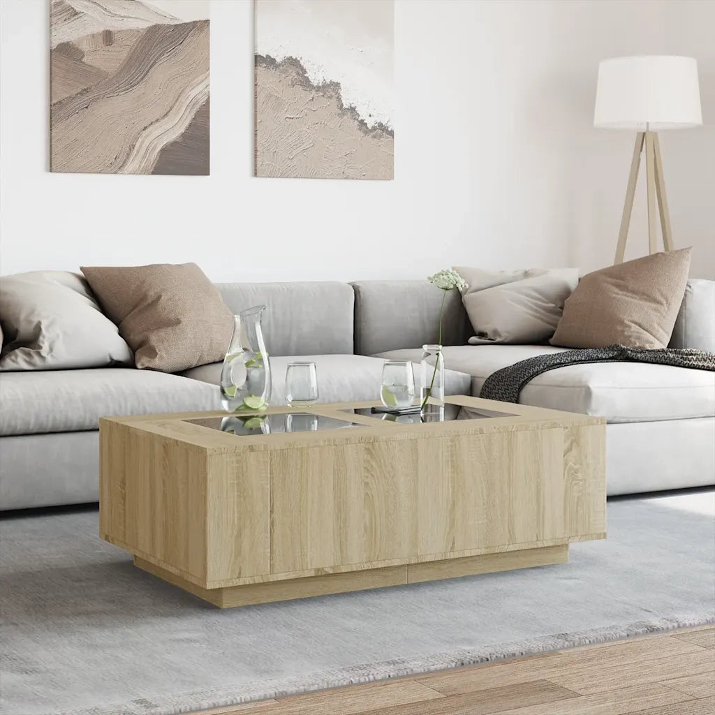 Tavolino da Salotto con LED Infinity Rovere Sonoma 116x69x40 cm 3284058