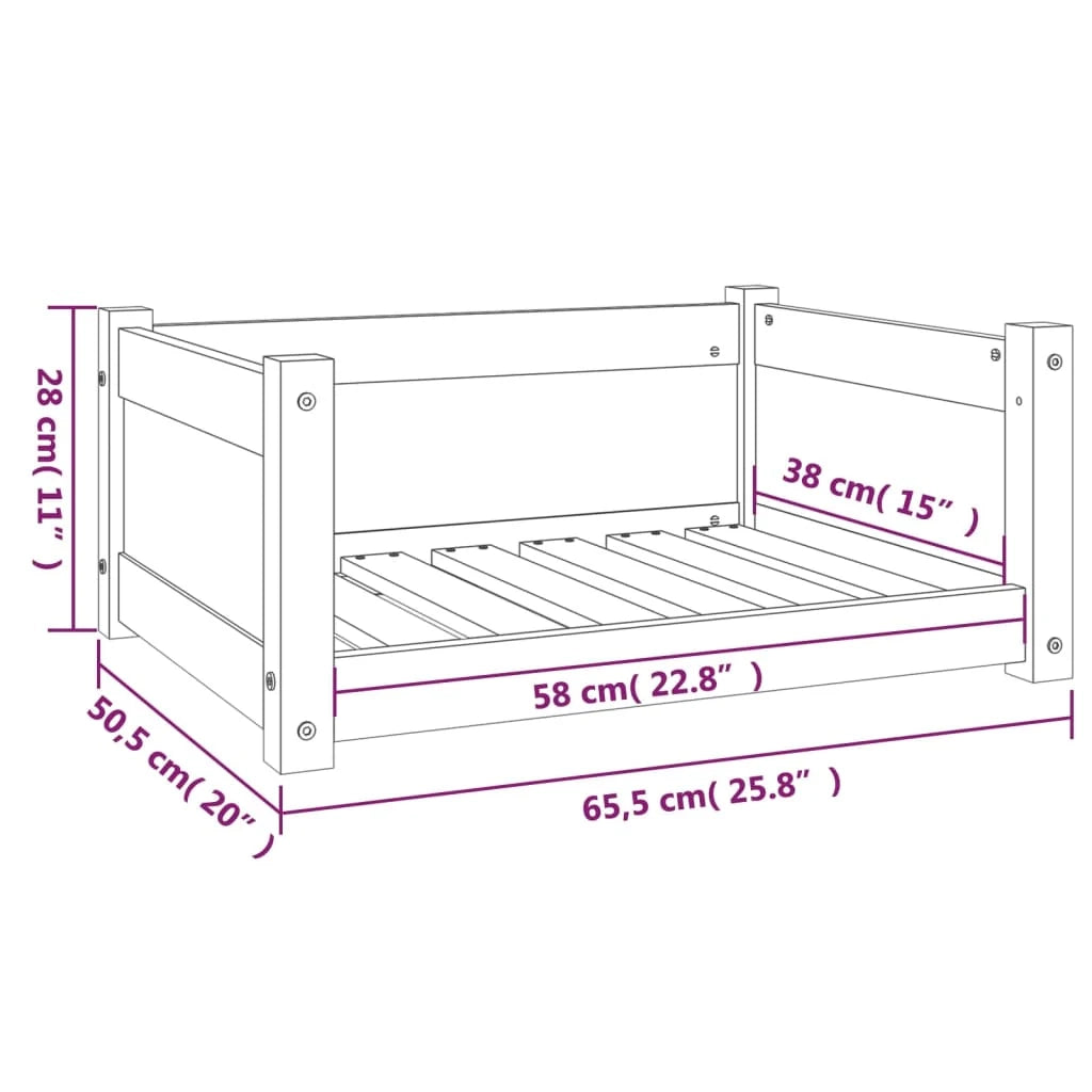 Divano a forma di cesto per cani comodo 65,5 x 50,5 x 28 cm in legno massello di pino marrone 02_0042759