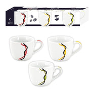 Set 3 Tazze Tazzine in Ceramica Caffè Color Spot Giallo Rosso e Verde