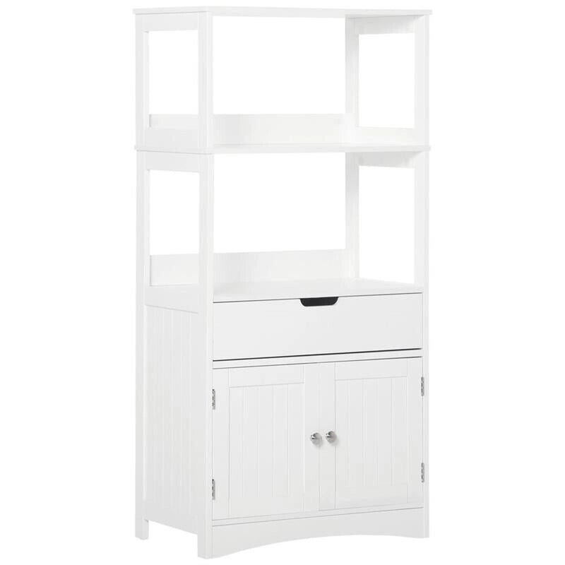 MOBILE BAGNO CON MENSOLE NARMADIETTO E CASSETTO 60X33X122.5CM IN LEGNO BIANCO