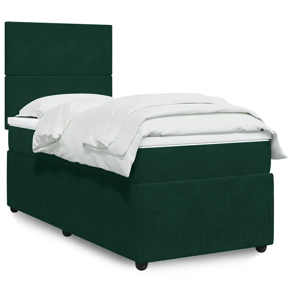 Giroletto a Molle con Materasso Verde Scuro 90x200 cm Velluto