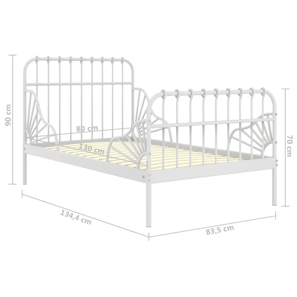 Letto da camera | Giroletto Estendibile Bianco in Metallo 80x130/200 cm