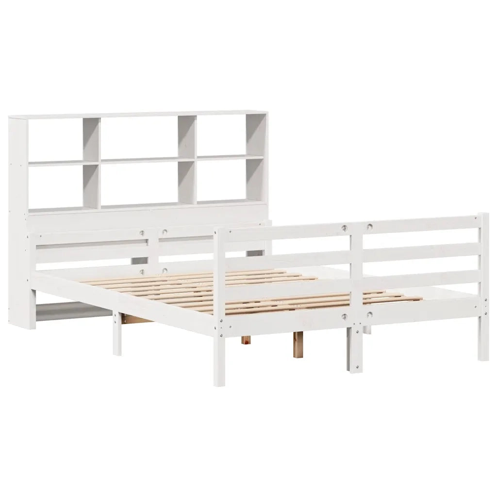 Letto Libreria senza Materasso Bianco 140x200 cm Legno di Pino 3322238