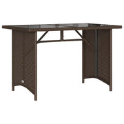Tavolo Giardino | Tavolino da esterno Piano in Vetro Marrone 110x68x70 cm Polyrattan