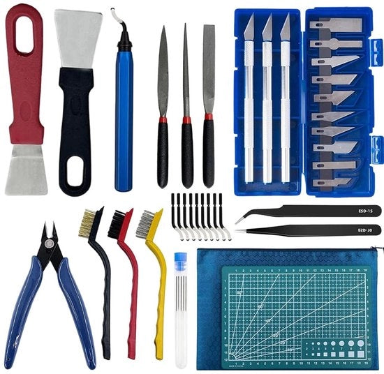 Accessori per stampante 3D 42 pezzi - set di attrezzi - set di pulizia della lente - attrezzo per rimozione dell'ossido - set di forbici e lama per taglio - materiali duraturi - risultati precisi - attrezzo per stampante 3D
