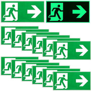 Segnalazione di Emergenza - 12 Pezzi - 300 x 150 mm - Illuminato - Riflettente - Freccia a Destra - Segnalibro di Evacuazione