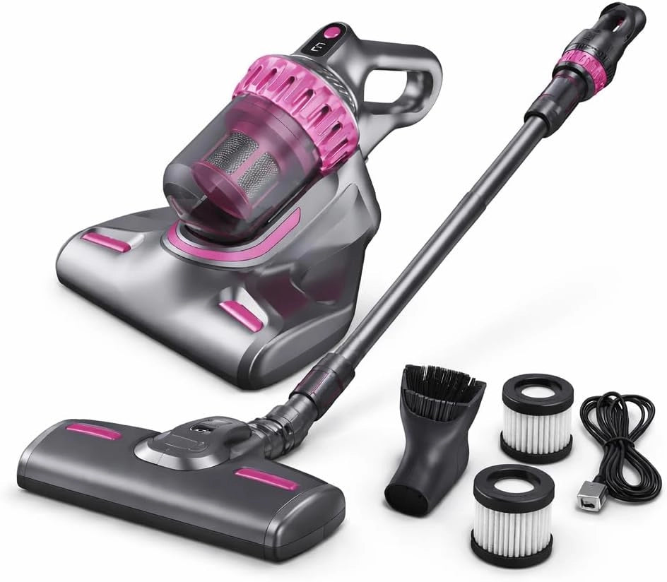 Aspirapolvere Senza Fili 4 in 1 Ricaricabile 100W, Scopa Elettrica Wireless Senza Sacco con Luce UV-C Antiacaro, Display LCD, 3 Velocità, Filtro EPA Lavabile, Autonomia 45 Min, Accessori Inclusi.