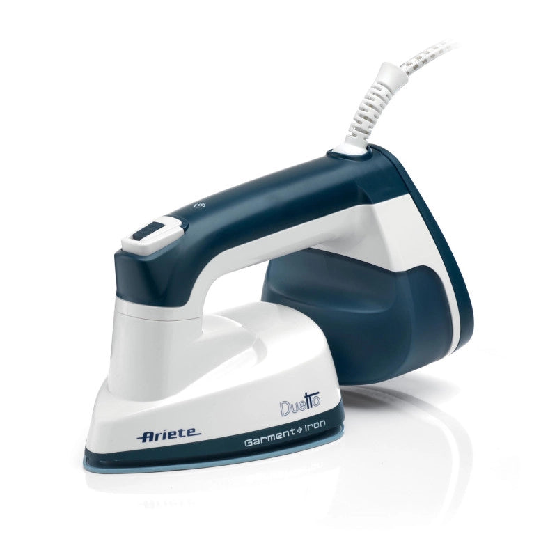 Stiratrice Verticale e Ferro da Stiro - Piastra in Ceramica, 1000W - Bianco e Blu