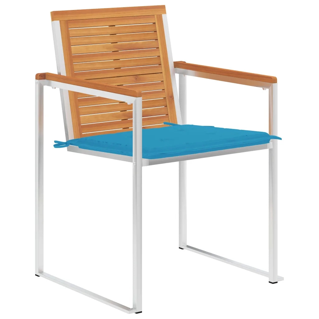 Sedie da Giardino 2 pz con Cuscini in Legno Acacia e Acciaio cod mxl 72316