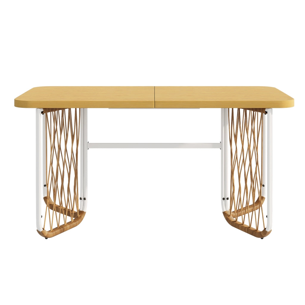 Set da giardino in rattan con tavolo lungo e 6 sedie con cuscini