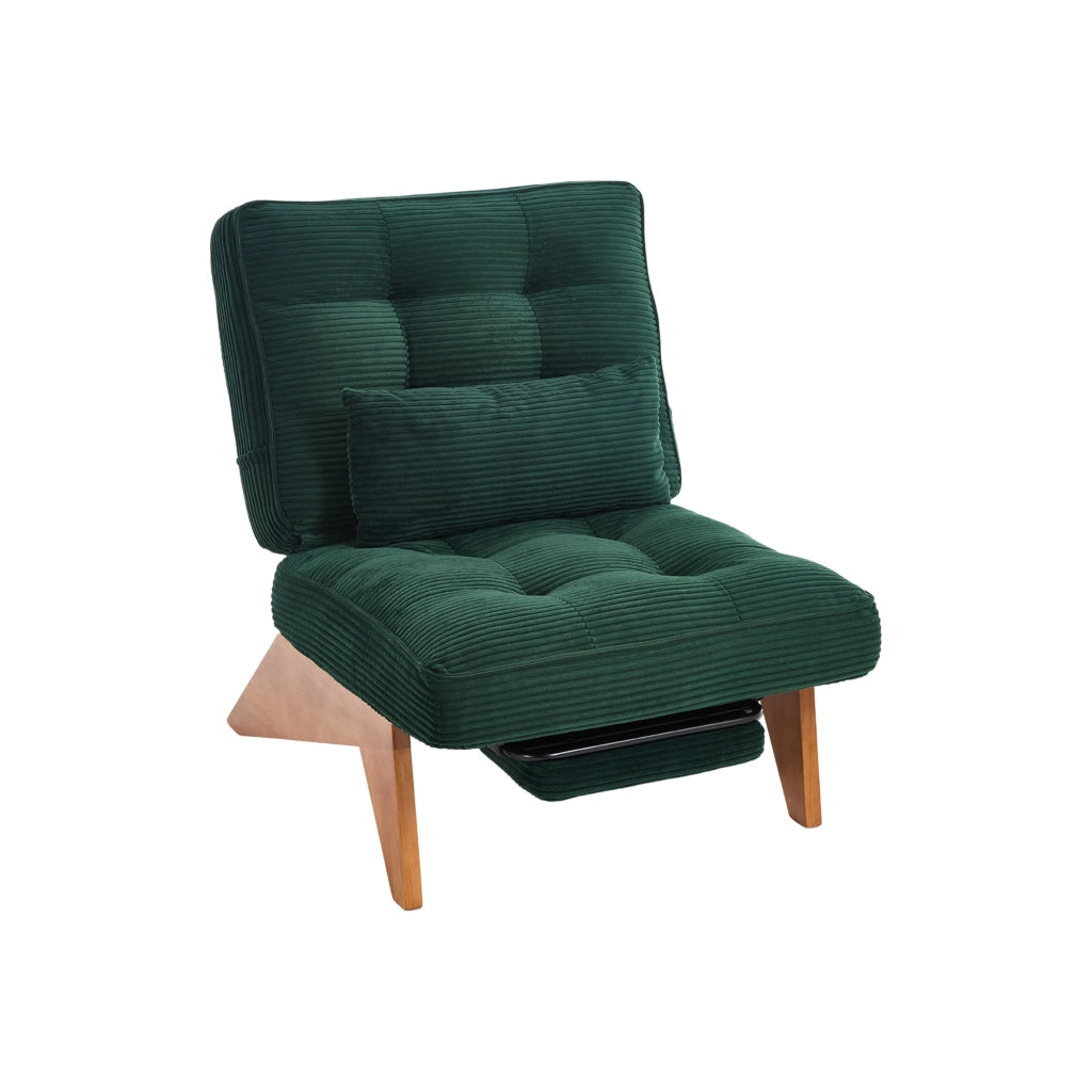 OKWISH Poltrona Relax, Schienale Regolabile con Cuscino Lombare e Seduta Profonda, Velluto a Coste, Verde Smeraldo
