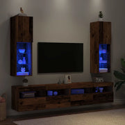 Mobili Porta TV con Luci LED 2 pz Legno Antico 30,5x30x102 cm 857677