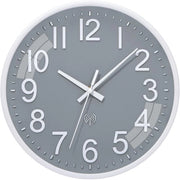 Orologio Radiocomandato Senza Suono Silenzioso 30cm Quarzo Alimentato da Batteria Grande Orologio da Parete Facile da Leggere per Camera, Casa, Cucina, Camera da Letto, Ufficio, Scuola (Grigio)