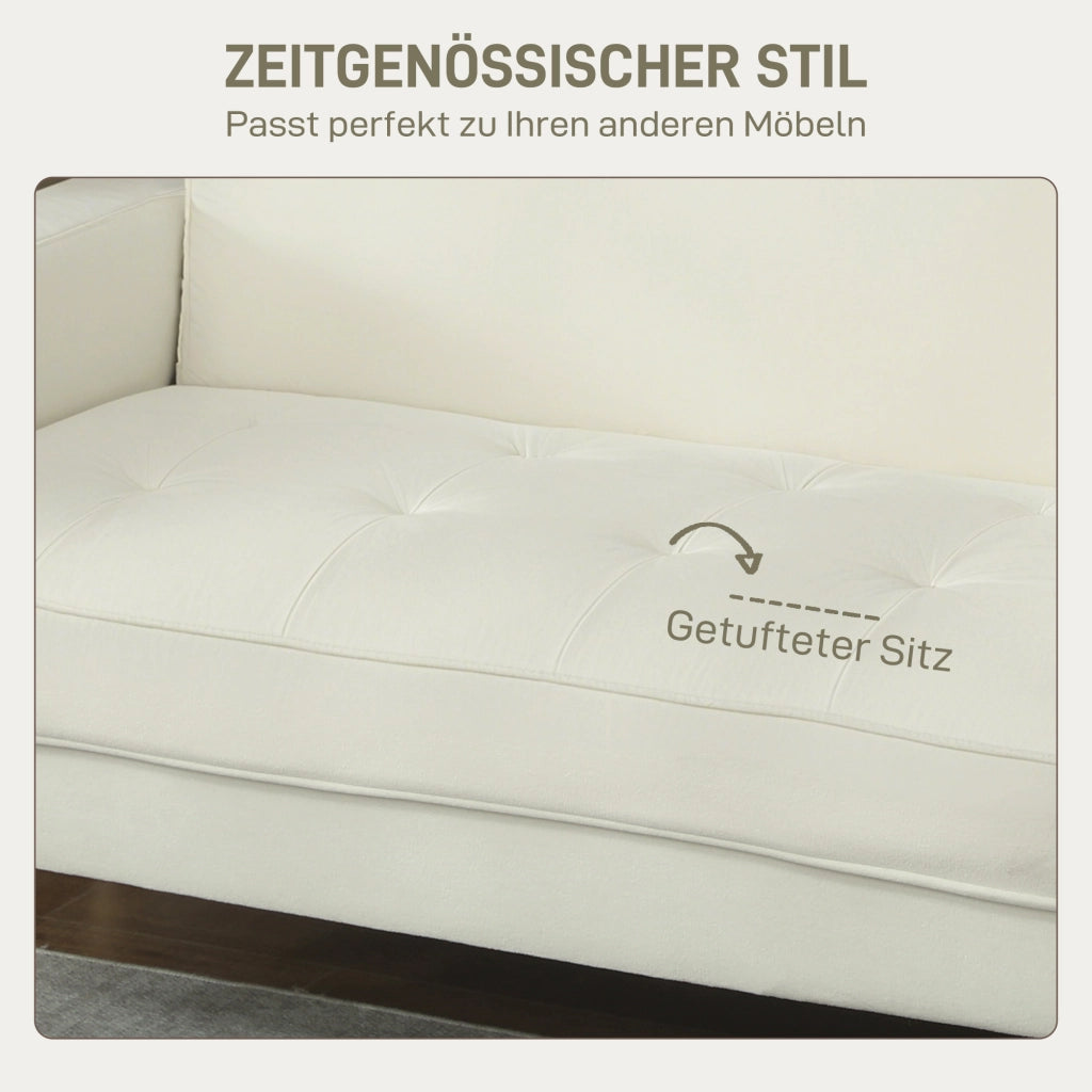 Divano 2 posti in tessuto crema con gambe in legno ¨C zephmum ¨C crema