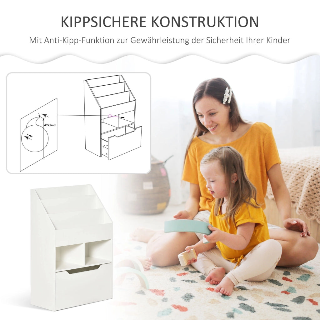 Libreria per bambini con cassetti e scomparti ¨C Minimal ¨C 60x30x90 cm, bianco