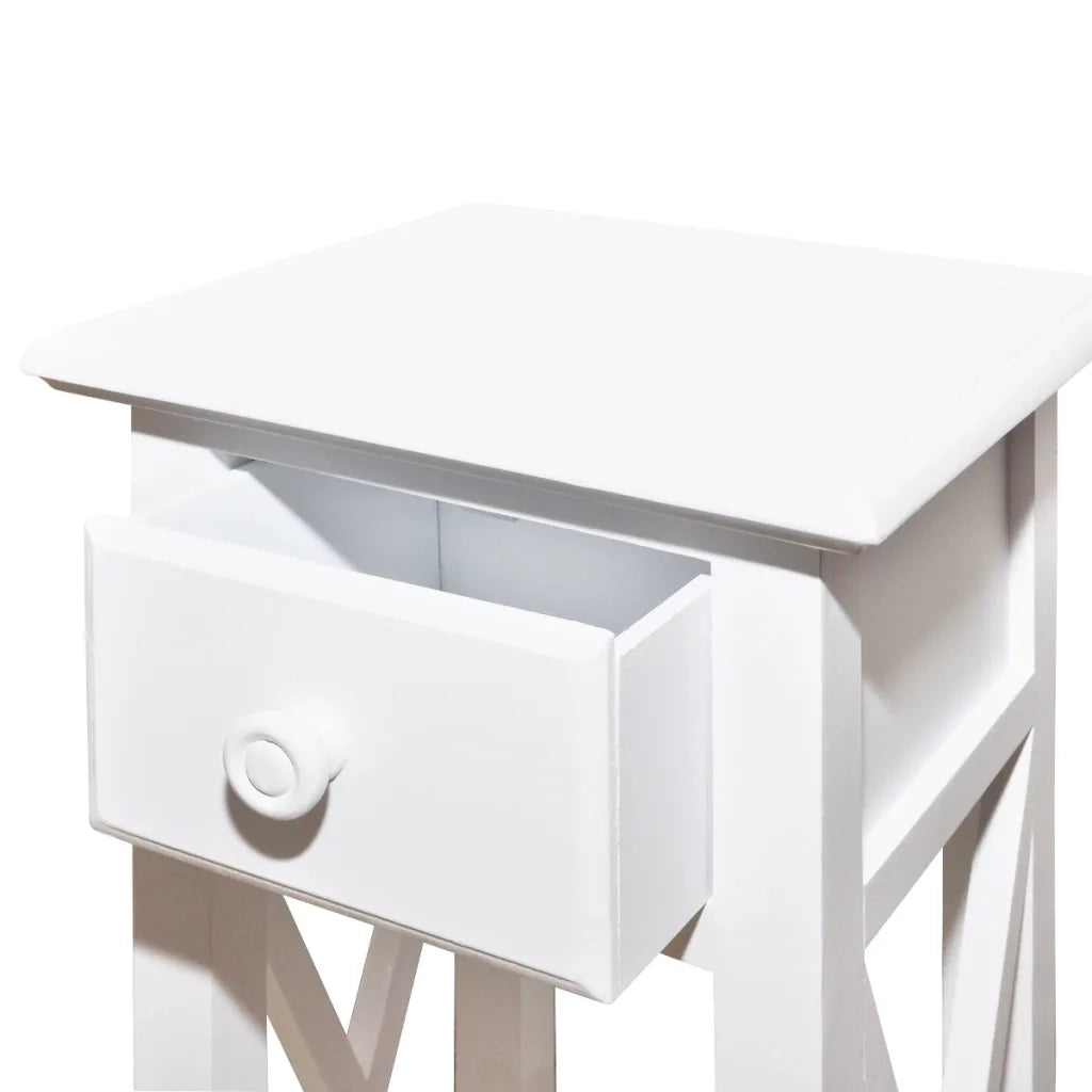 Tavolino Laterale con Cassetto Bianco 241147