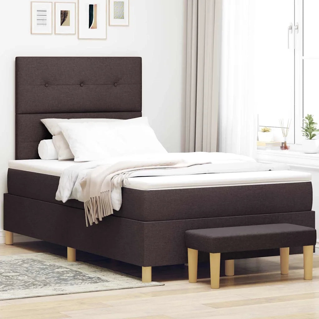 Letto a molle con testiera Marrone scuro 200 x 120 cm Tessuto 3344292