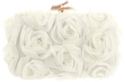 Clutch da Donna con Fiore di Serenata, con Catena e Mesh con Fiori per Festa, Prom, Matrimonio e Borsa della Sposa