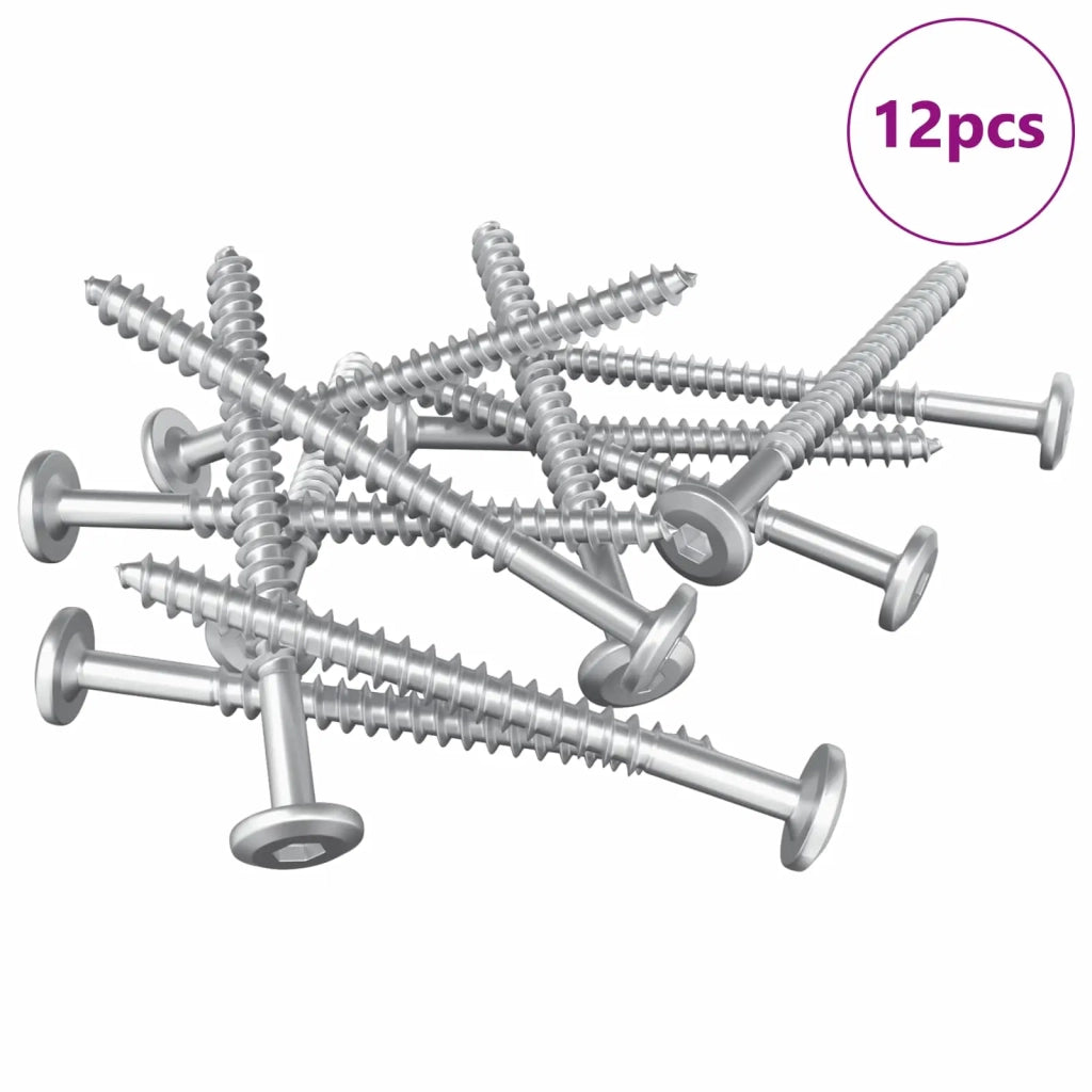 Viti in Legno 12 pcs Argento M6 x 70 mm Acciaio 864392