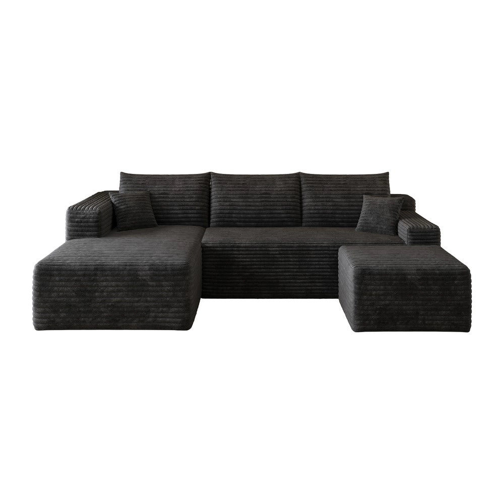Divano angolare L nero ¨C Minimal ¨C velluto 241cm imbottito senza montaggio