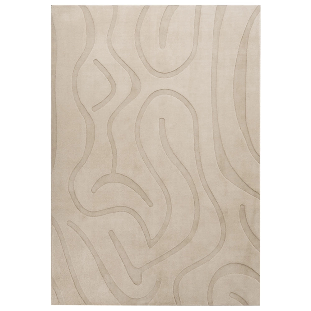 Tappeto da salotto rettangolare jacquard, 160 x 230 cm a pelo corto beige Stile Moderno