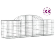Set di 8 gabbioni ad arco per recinzioni gabbie e muri di contenimento 200 x 50 x 60/80 cm ferro zincato argento 02_0041185