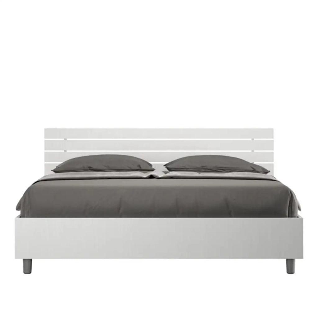 Letto matrimoniale senza rete 160x190 testata dritta con doghe bianco frassino Ankel
