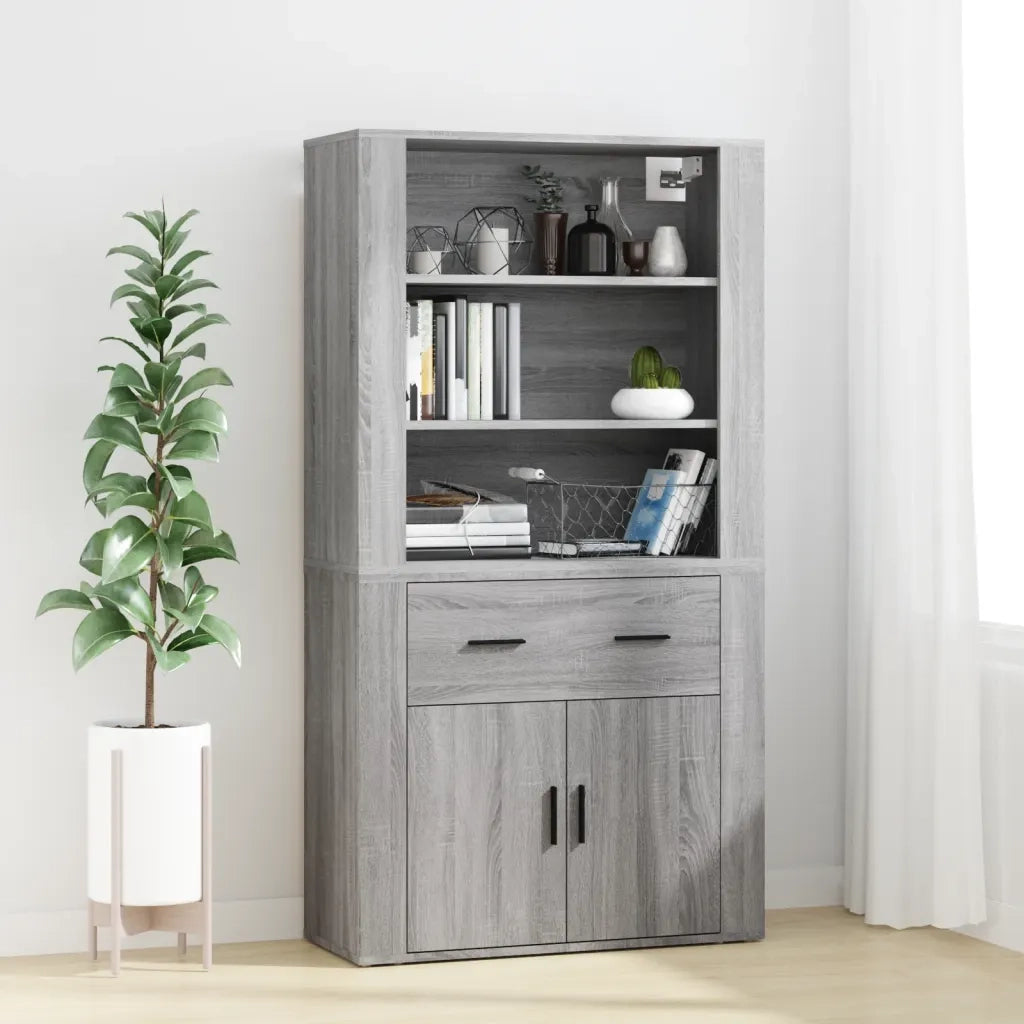 Credenza-Buffet-Armadio da cucina Grigio Sonoma in Legno Multistrato 605634