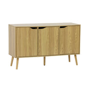 Credenza effetto noce con 3 ante e 3 ripiani, 120cm, effetto frassino
