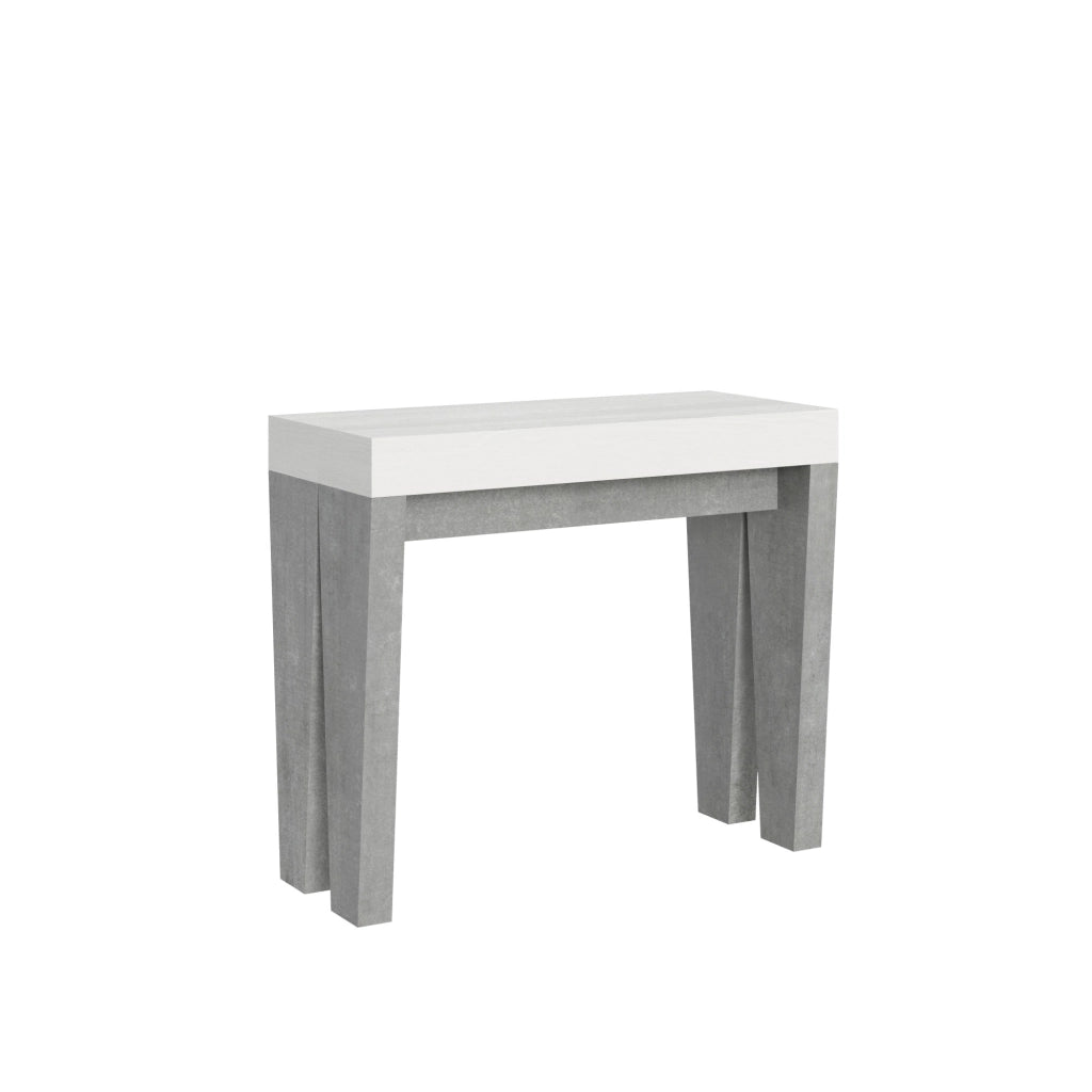 Consolle allungabile 90x40/300 cm SpimboX Mix piano Bianco Frassino - struttura Cemento