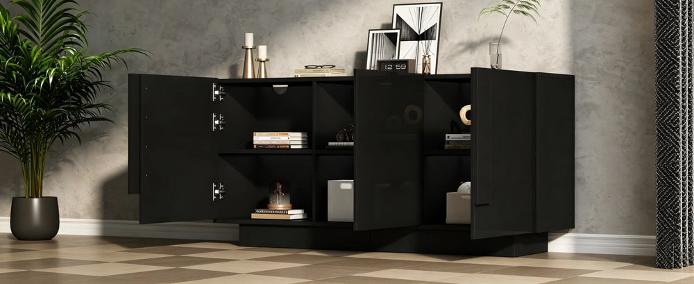 Credenza Soggiorno 3 Ante ¨C MINIMAL ¨C Nero, Truciolato, 160x60x35