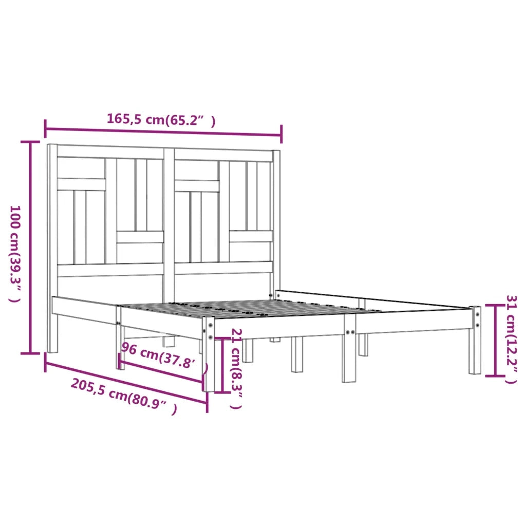 Giroletto senza Materasso 160x200 cm in Legno Massello di Pino 3104553