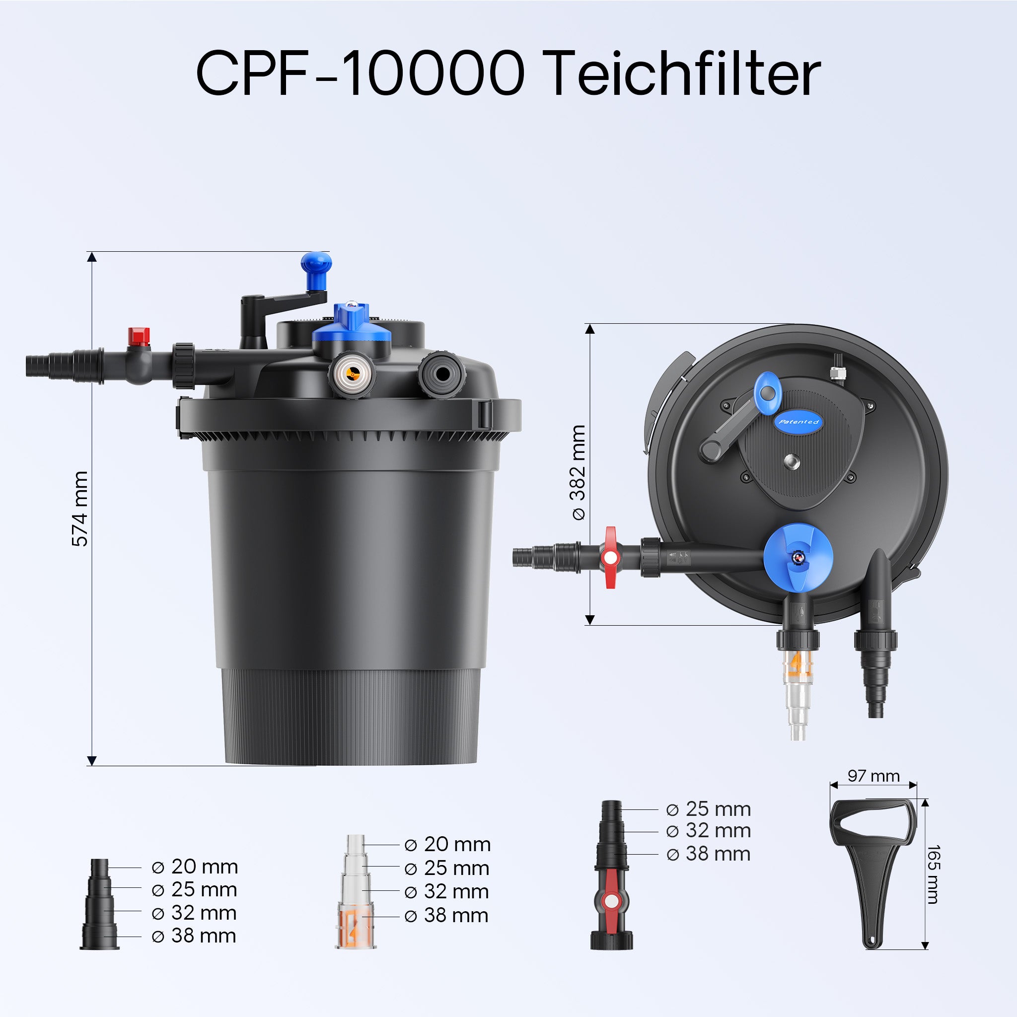 Set per laghetti Filtro CPF-10000 12000l 11W UVC Pompa NEO3800 Tubo