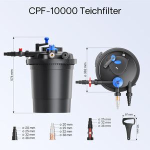 Set per laghetti Filtro CPF-10000 12000l 11W UVC Pompa NEO3800 Tubo