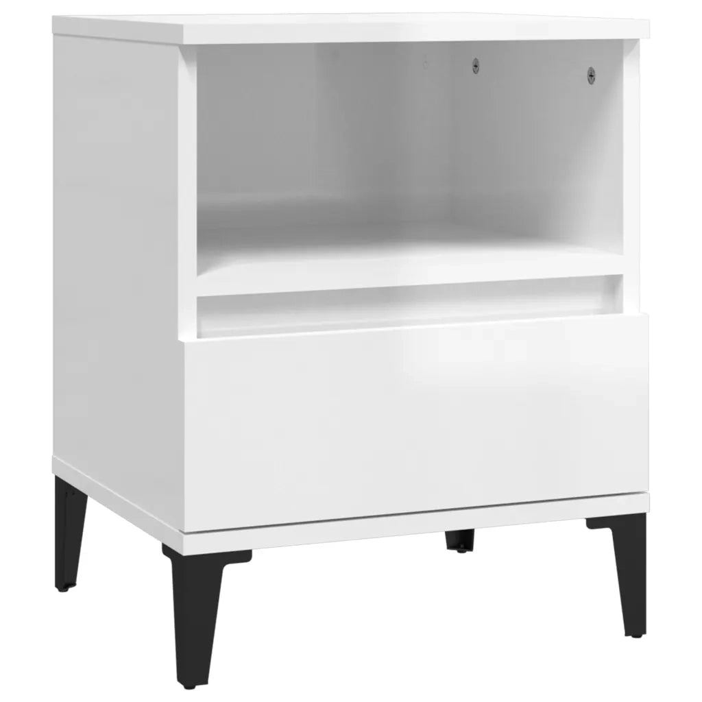 Set di 2 Comodini | Armadio da Notte | Mobiletto da notte in Bianco Lucido 40x35x50 cm