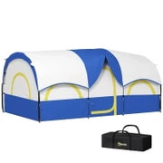 Tenda da Campeggio con 2 Camere da Letto e Spazio Centrale, Impermeabile, Blu Scuro