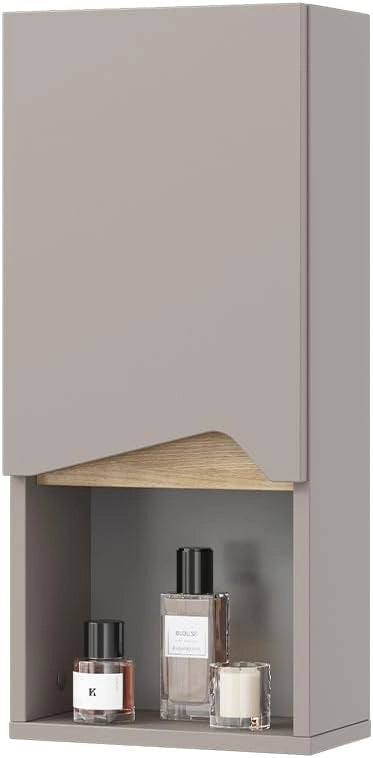 Mobile bagno Marelle, Grigio, 30 x 67 cm con porta e vano aperto, per montaggio a parete per una conservazione salvaspazio
