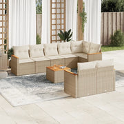 Set Divano da Giardino 9 pz con Cuscini Beige in Polyrattan 3258558
