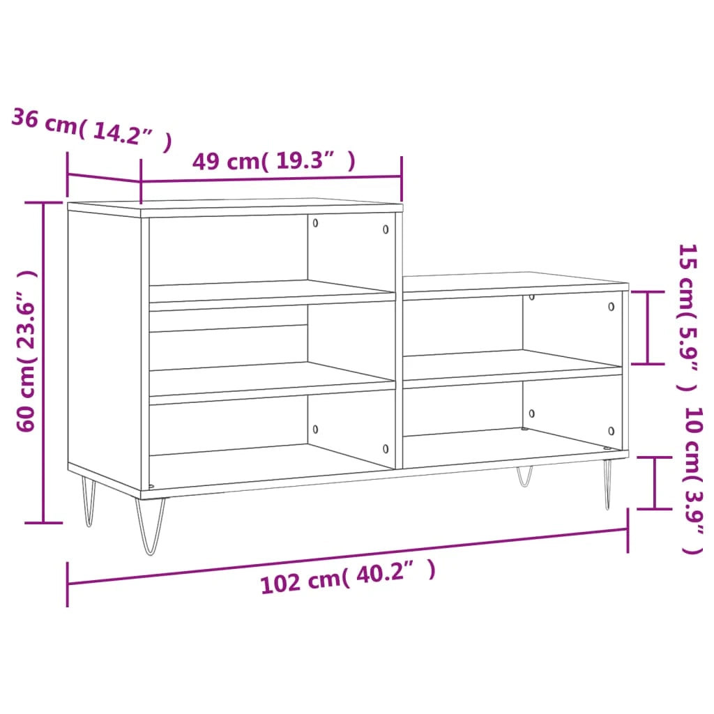 Scarpiera mobile contenitore per scarpe mobile per ingresso/corridoio/soggiorno design Sonoma 102 x 36 x 60 cm legno ingegnerizzato grigio 02_0022054