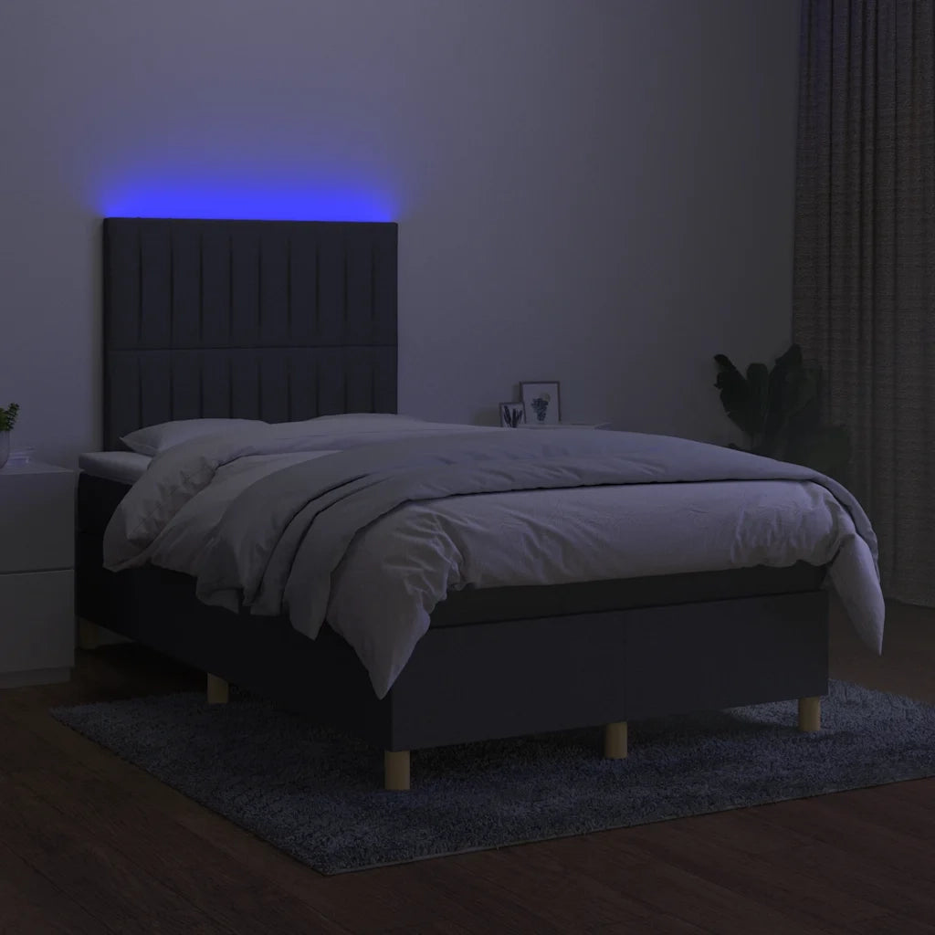 Letto a Molle Materasso e LED Grigio Scuro 120x190cm in Tessuto 3270261