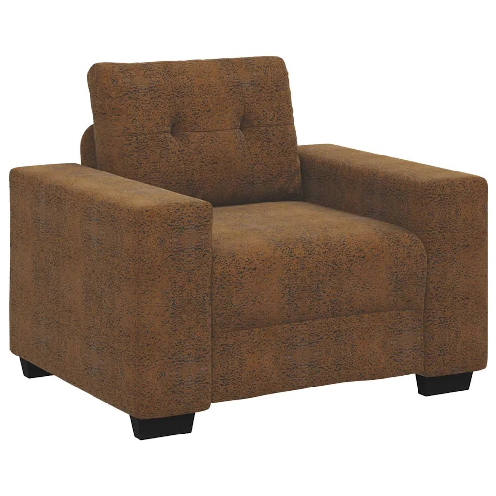 Poltrona Sofa con cuscino Marrone Pelle sintetica e Legno 4105108